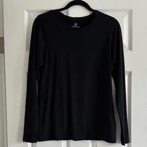 Lands' End Classic Black Crew Neck Shaped Top